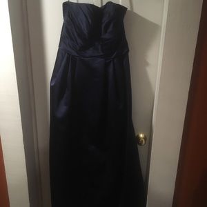 Navy strapless ball gown